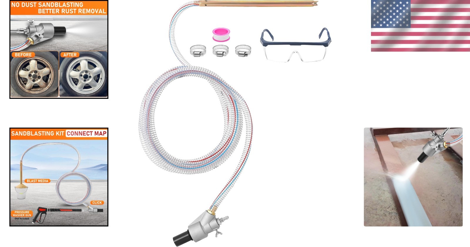 Professional Dustless Sand Blasting Kit for Graffiti & Rust Removal – 5000 PSI