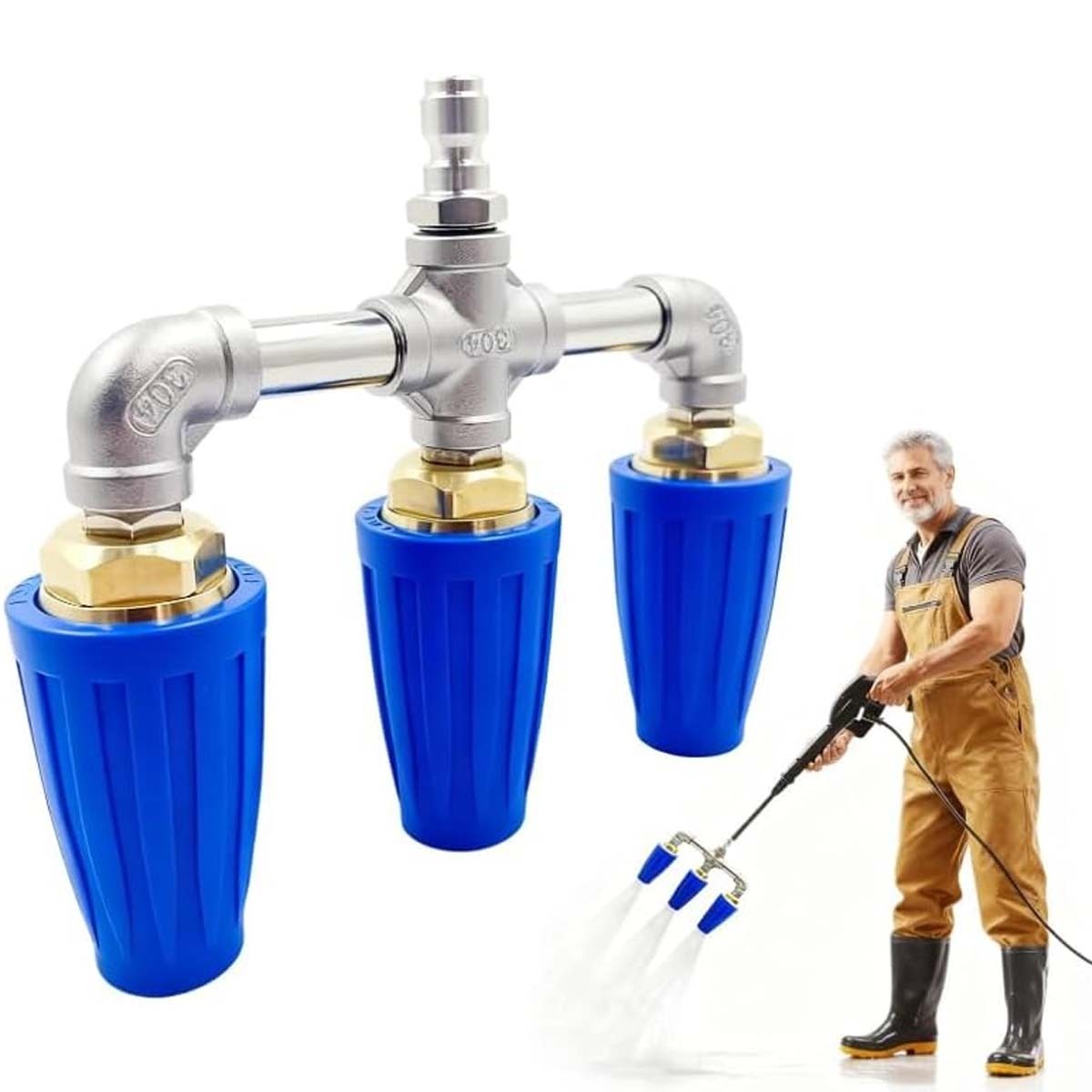 Pressure Washer Triple Turbo Nozzle 360 Rotating 1/4″ Quick Connect 4000 PSI
