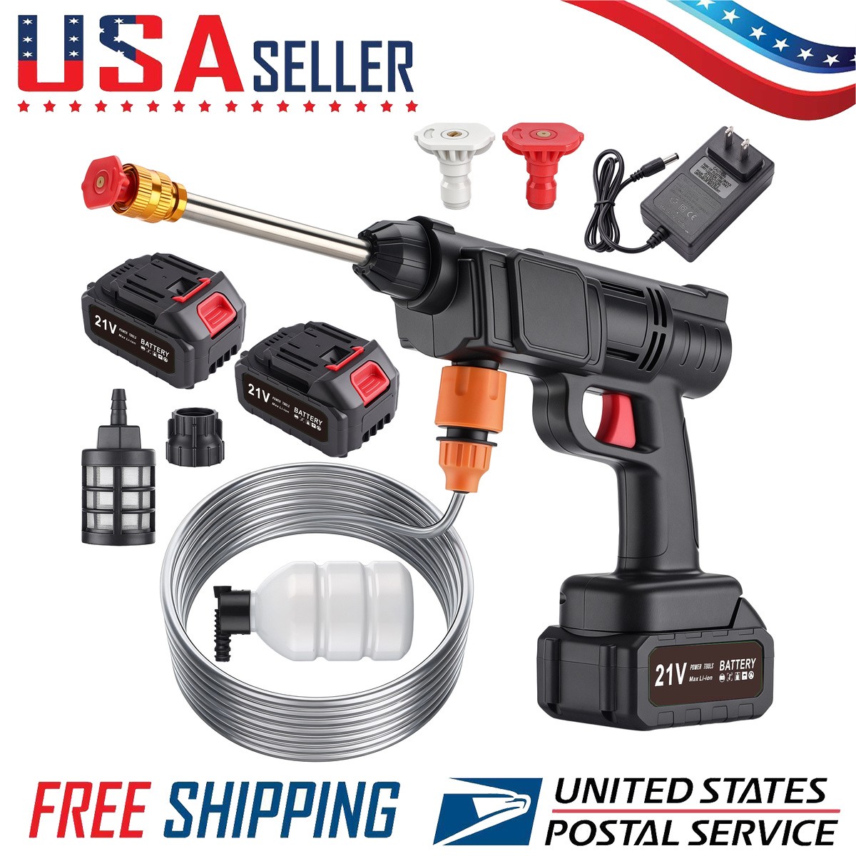 High Pressure Car Washer Cleaner For vehicles 1.2mpa/145PSI Portable US Cordless