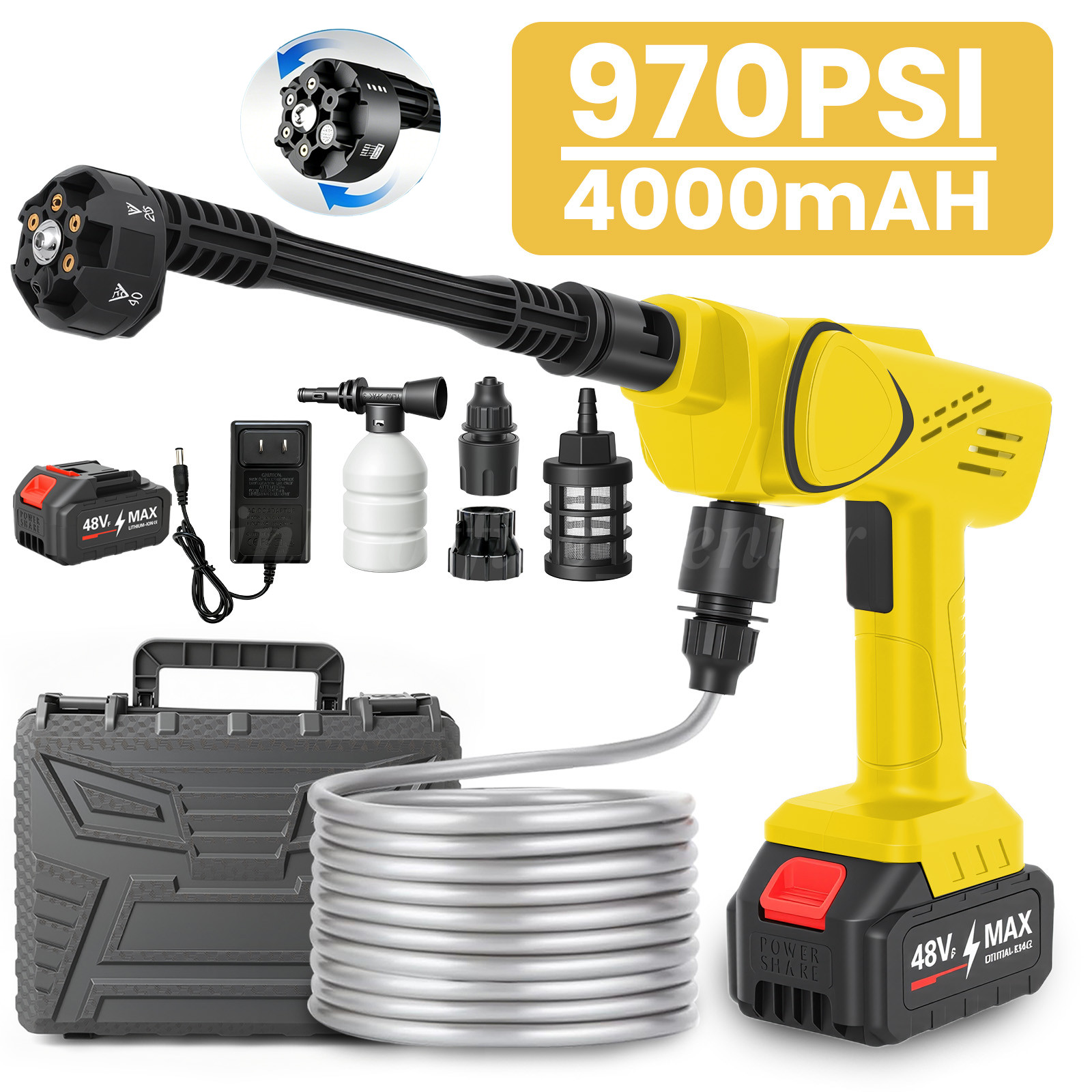 Cordless Electric High Pressure Water Spray Gun Portable Car Washer Cleaner 21V