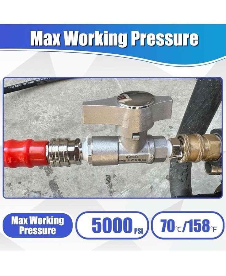 2pk – Ball Valve Pressure Washer 3/8″ Quick Connect Ball Valve Power Washer Hose