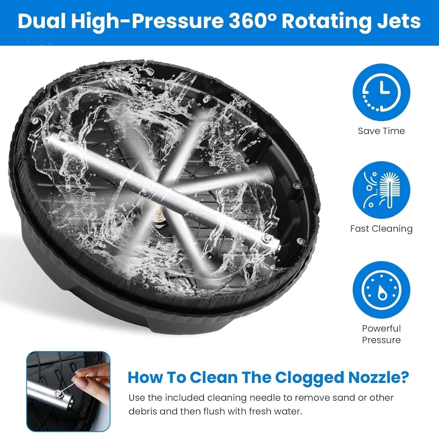 18″ Pressure Washer Surface Cleaner 4200PSI 8GPM Rotary Power Washer Attachment