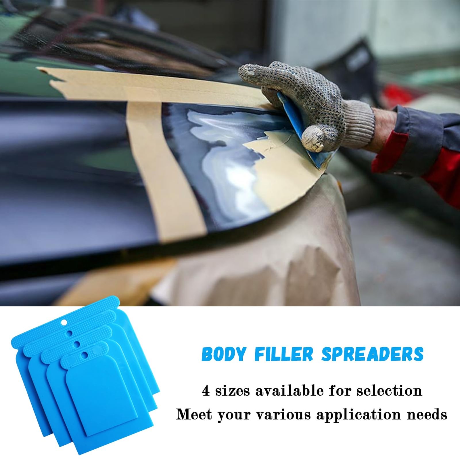 10 Piece Body filler spreader Set 2,3,4, 5, & 6 Inch Automotive Spreaders…