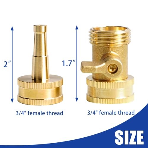 2 Set Heavy Duty Brass Hose Nozzle Pressure Jet with Shutoff Valve 3/4 GHT Car