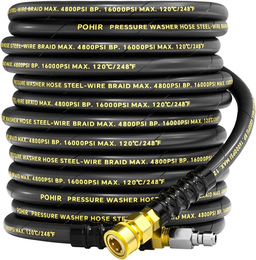 3/8″x50ft 4800PSI Pressure Washer Hose Steel Wire