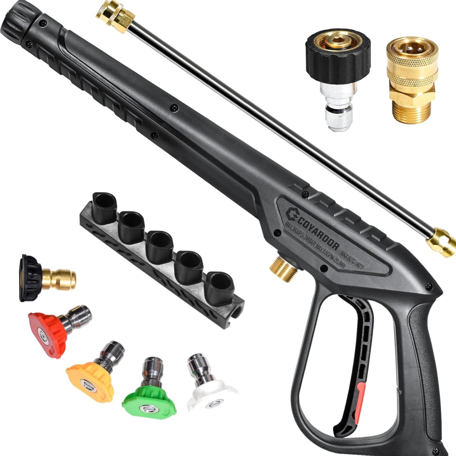 Pressure Washer Gun 3600 PSI with Extension Wand, Nozzle Holder & 5 Spray Tip…
