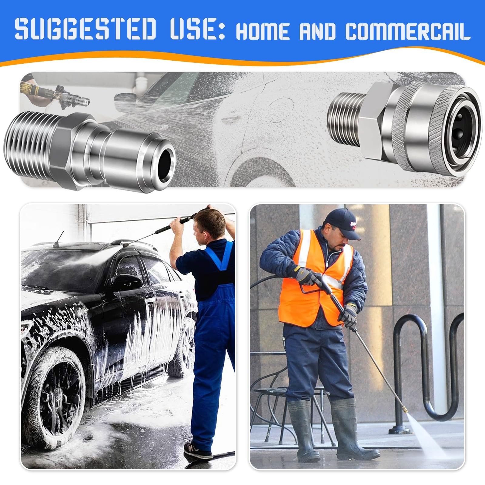 8 Pack 3/8 Inch Pressure Washer Quick Connect Fittings Pressure Washer Couplers