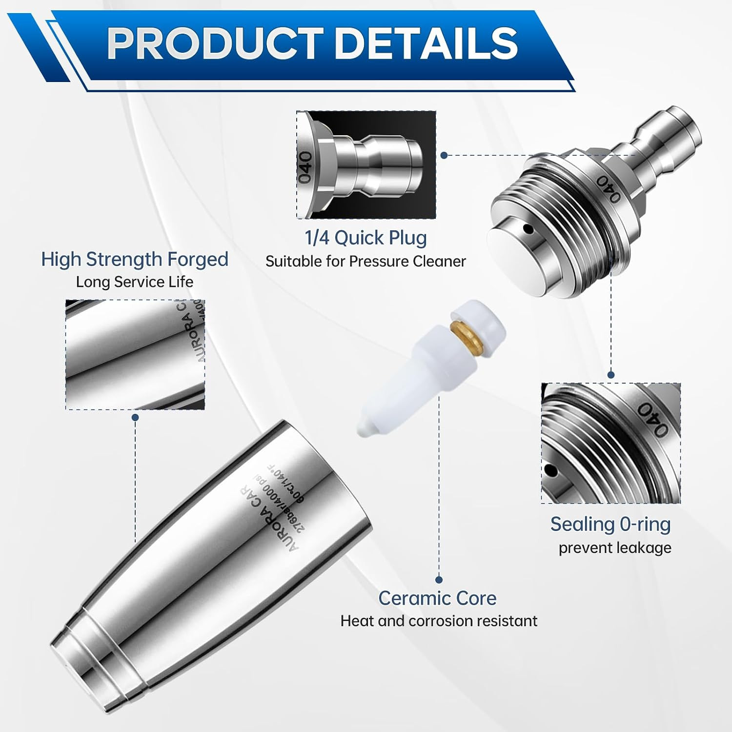 Stainless Steel Pressure Washer Tips Turbo Nozzle 4000 PSI Pressure Washer