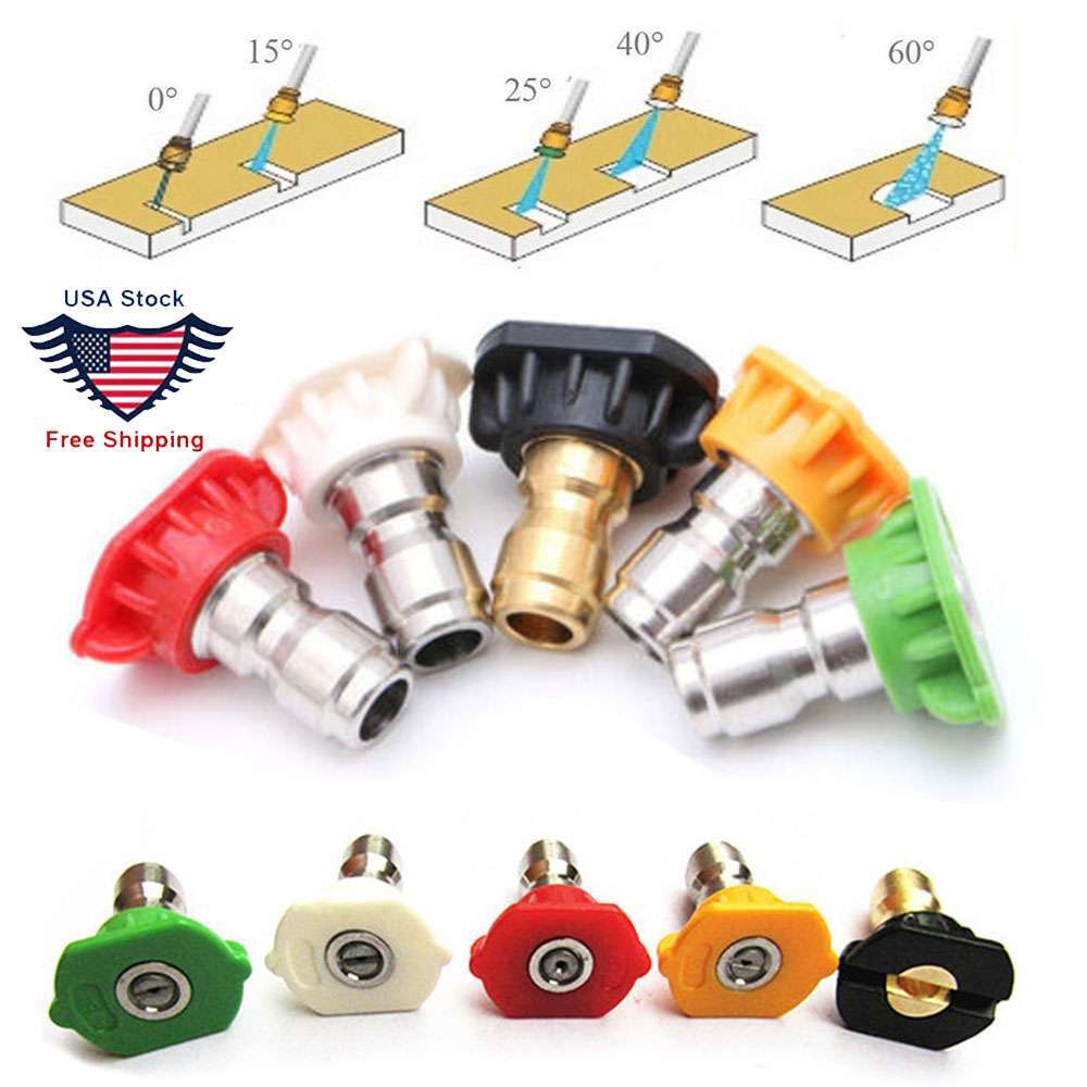 5PCS Pressure Washer Spray Tips Nozzles High Power Kit Quick Connect 1/4″ Set