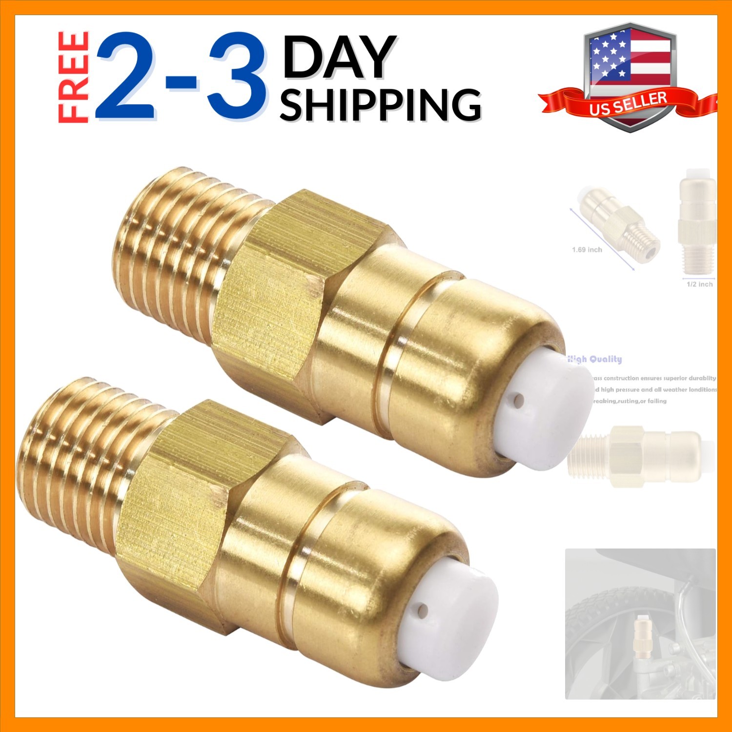 Thermal Release Valve for Pressure Washer Pump, 1/4 Inch NPT | Brass, 2 Pack