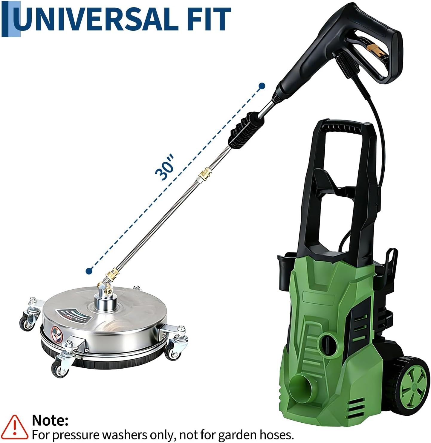 16.5″ Pressure Washer Surface Cleaner Stainless Steel 4000 PSI 2 Wands 4 Wheels