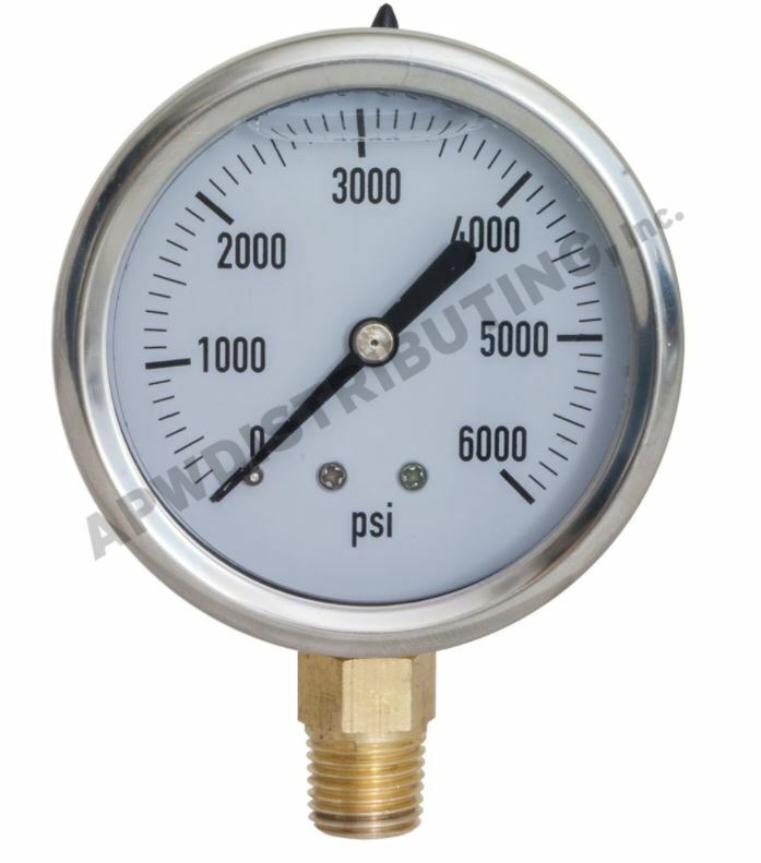 NEW 5,000 PSI Pressure Washer Gauge pressures 1/4″ NPT STAINLESS STEEL POWER WAS