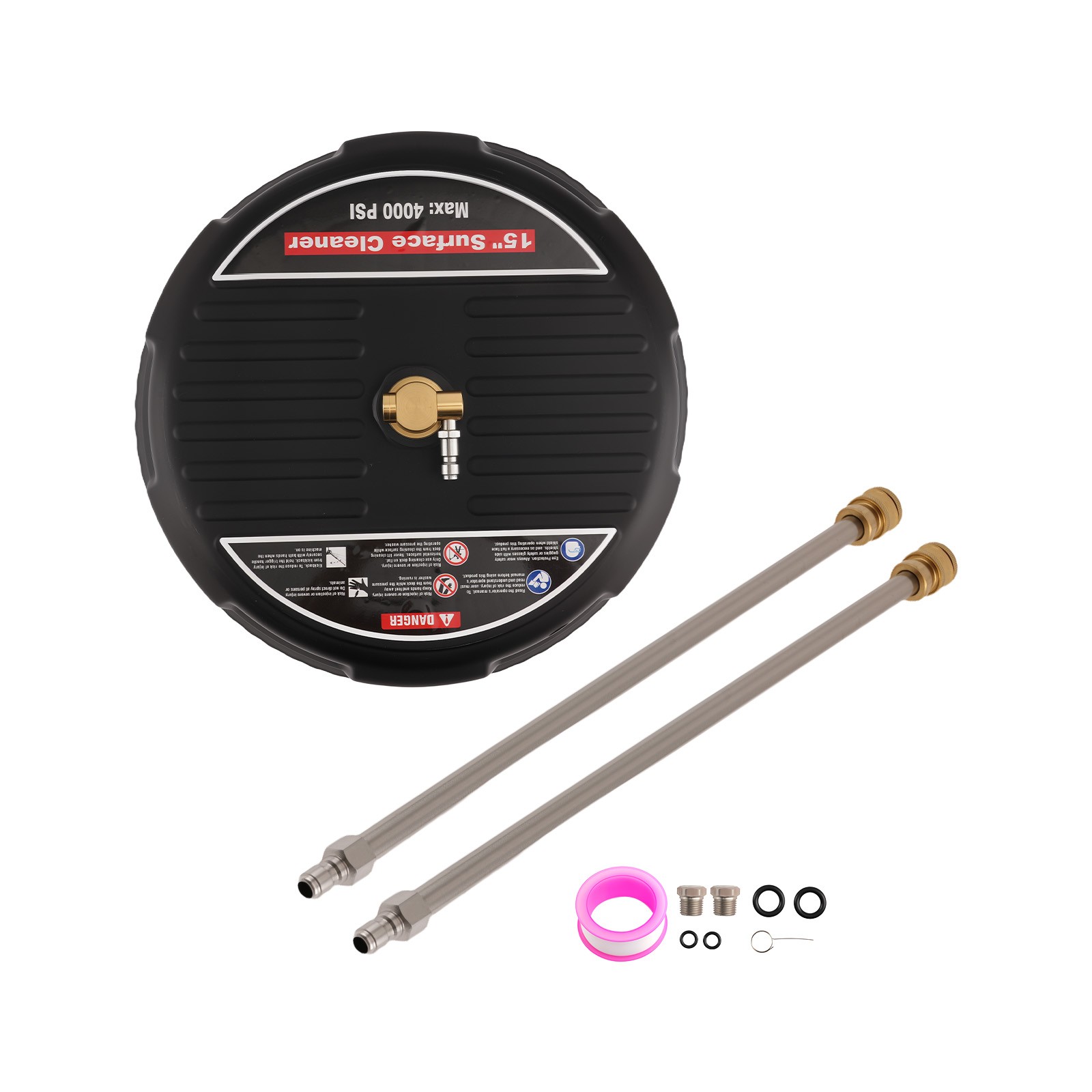 4000 PSI 15″ Pressure Washer Surface Cleaner & Extension Wands w/ Dual Nozzle