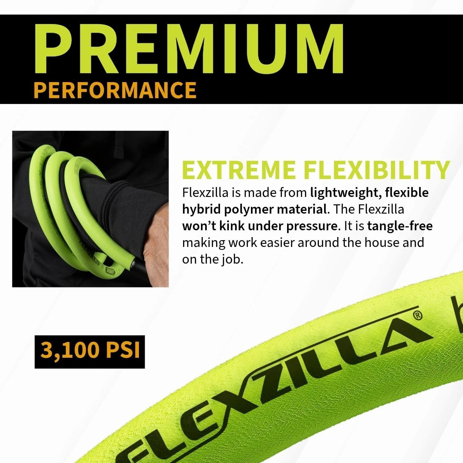 Pressure Washer Hose 1/4 in. x 50 ft. Flexible Hybrid Polymer M22 Fittings