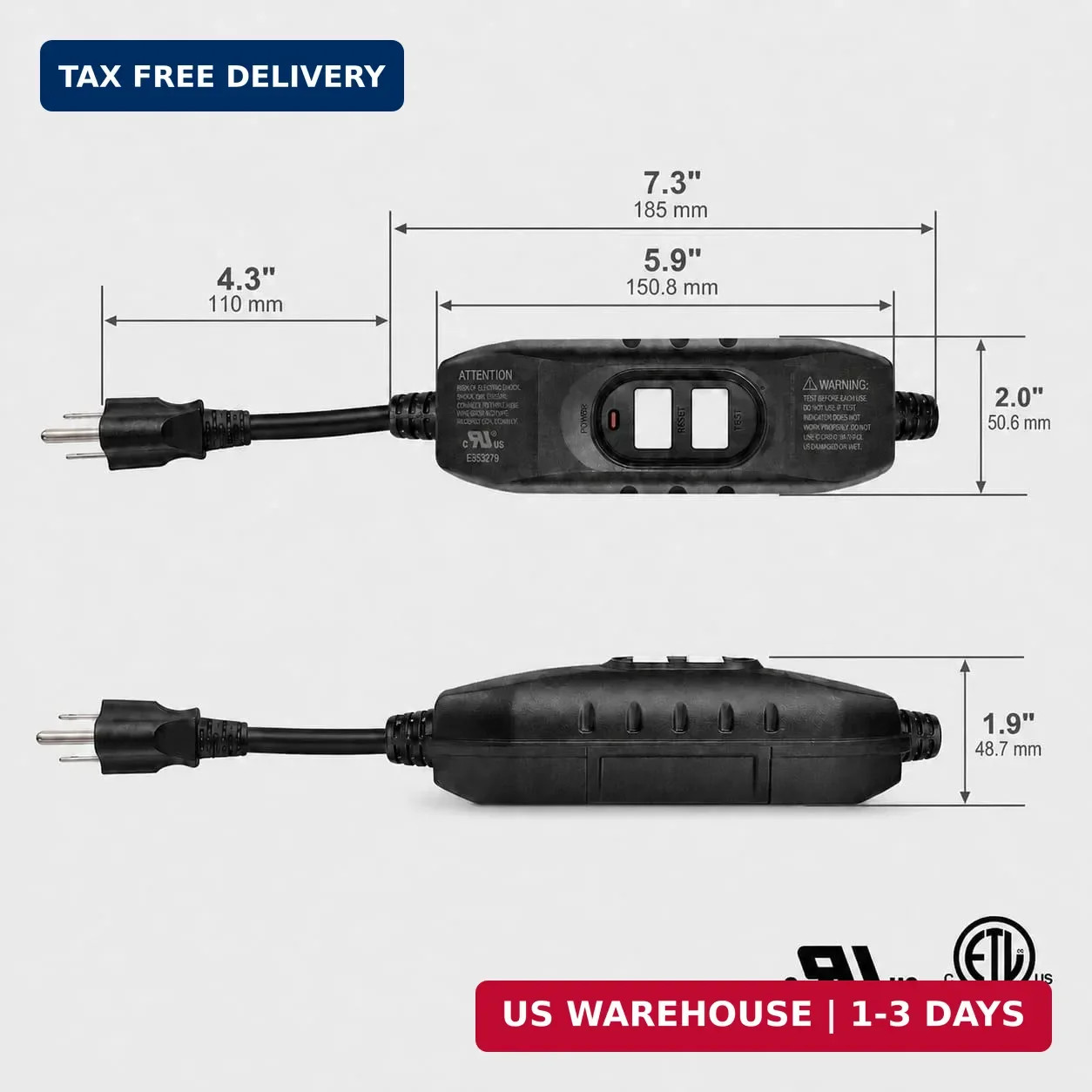Kaper GFCI Plug Replacement, UL Safety Certified, 15 Amp Auto-Monitor Waterproof
