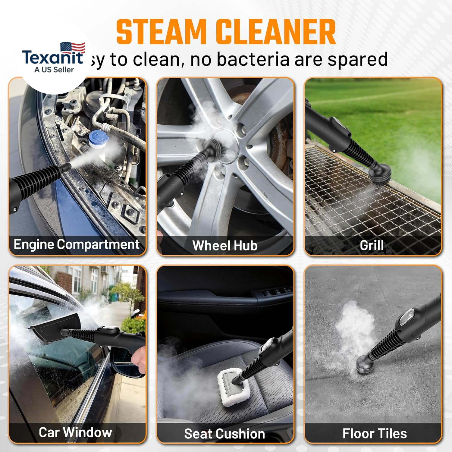 2 in 1 Pressure Washer & Steam Cleaner, 2GPM 3000PSI with High Pressure Cleaner,