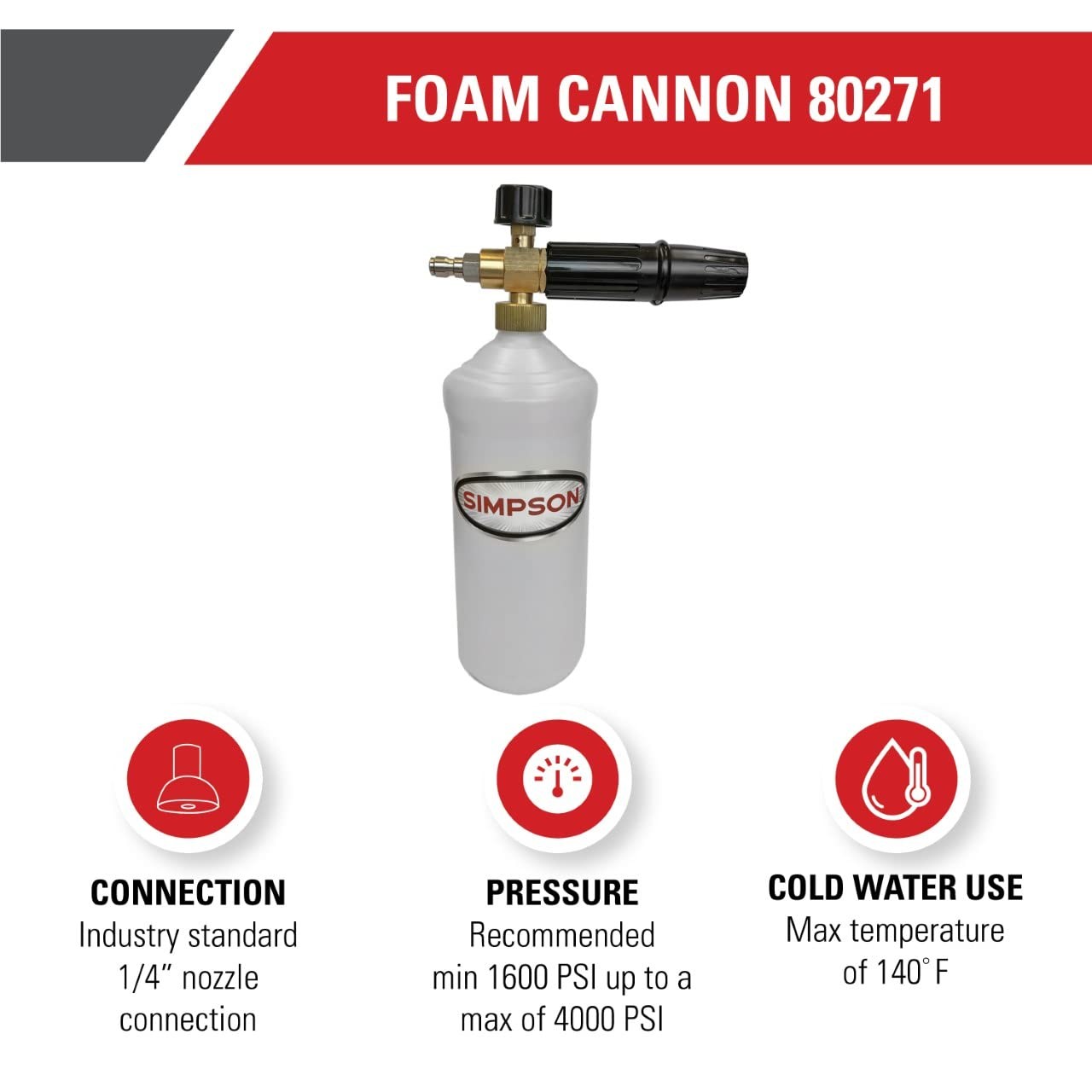 SIMPSON Foam Cannon for Pressure Washers Adjustable Spray Foam Cleaner 1 Liter