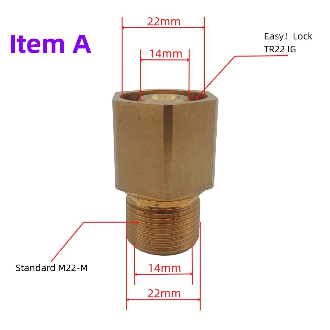 TR22 Brass Adapter M22 G1/4’’G3/8’’ Thread Connector Fit for Easy Lock/Karcher