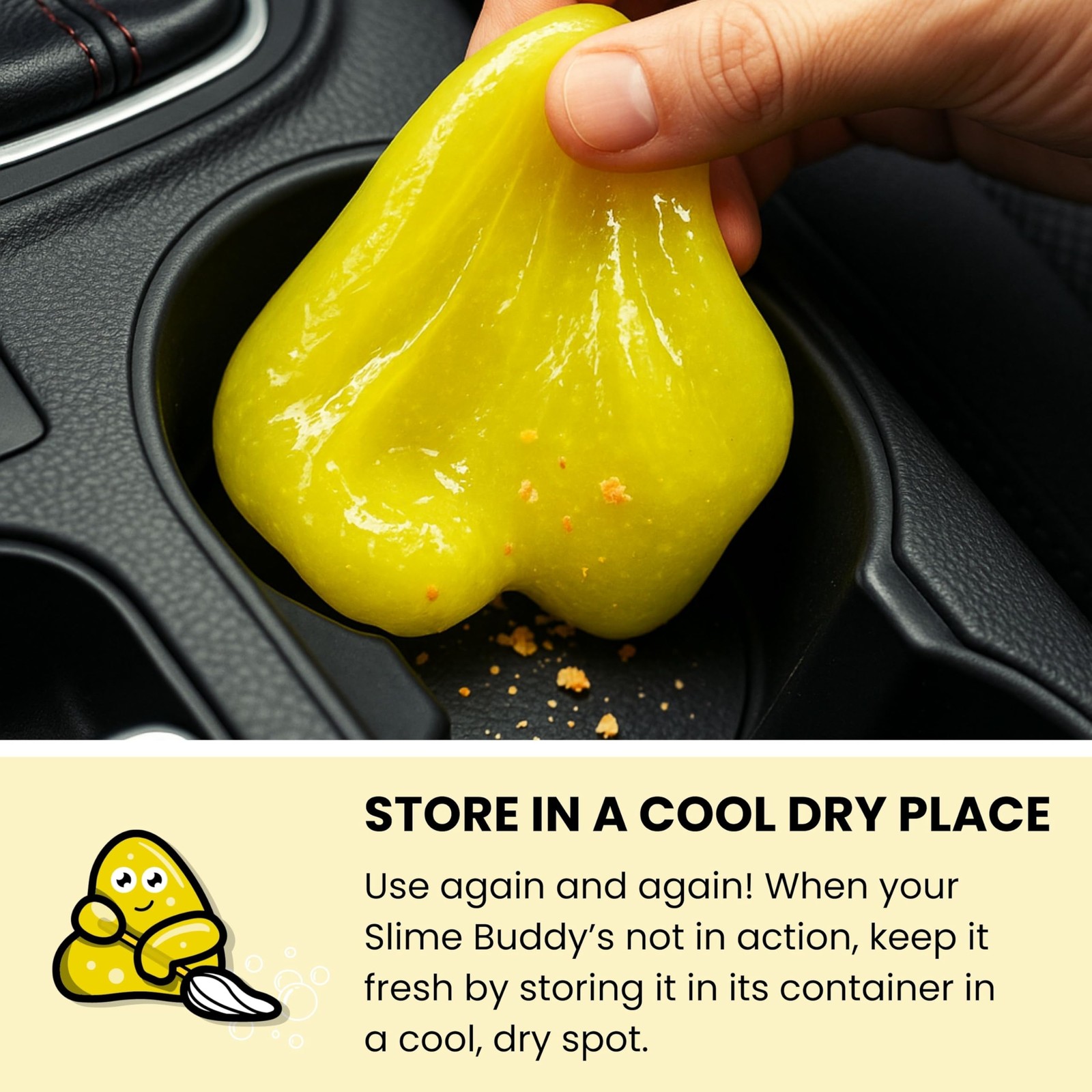 Slime Buddies Car Cleaning Gel Putty – Lemon Scented 5.6 Oz, 01 Pack