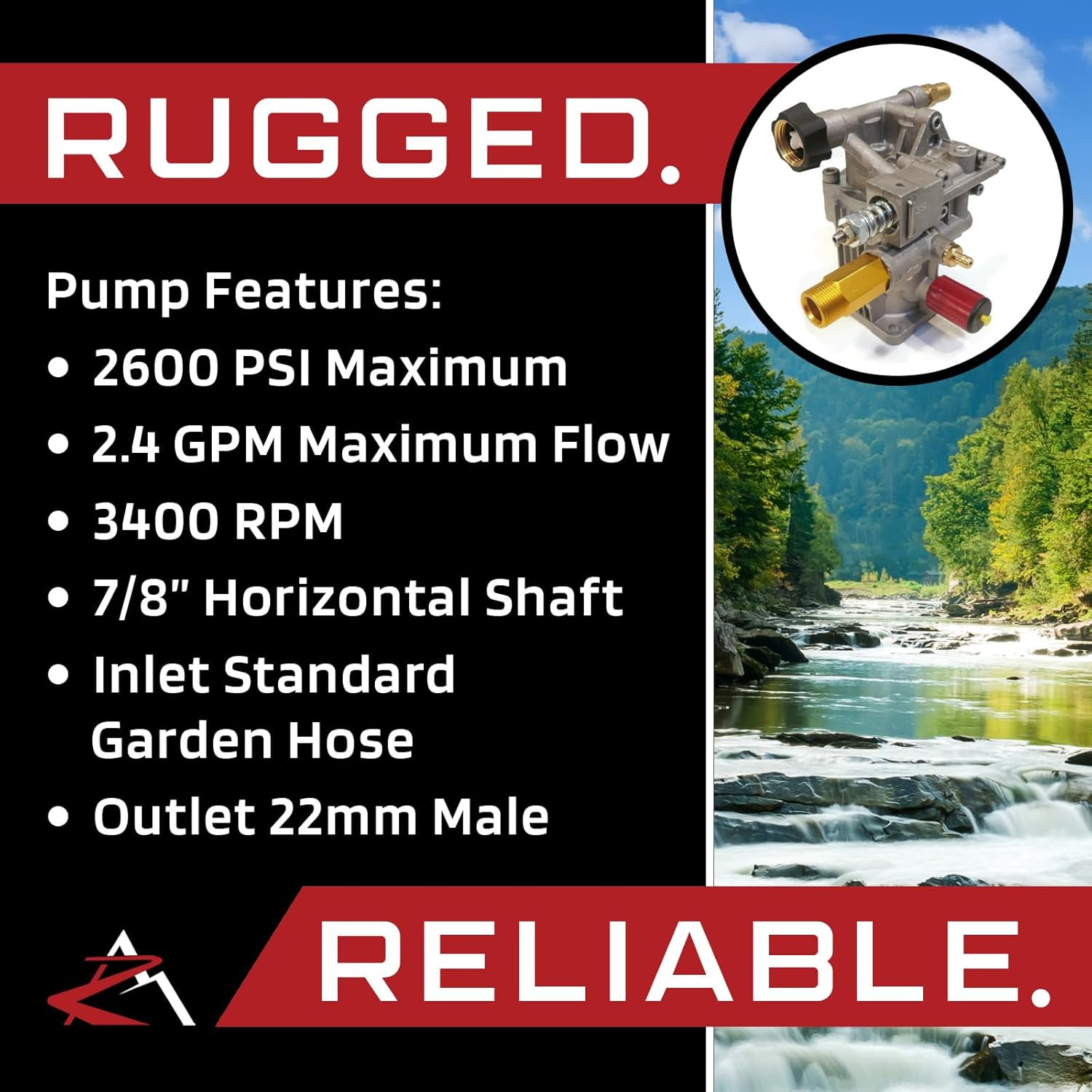 Pressure Washer Pump Replacement for Powerstroke PS80903A with 7/8″ Horizontal S