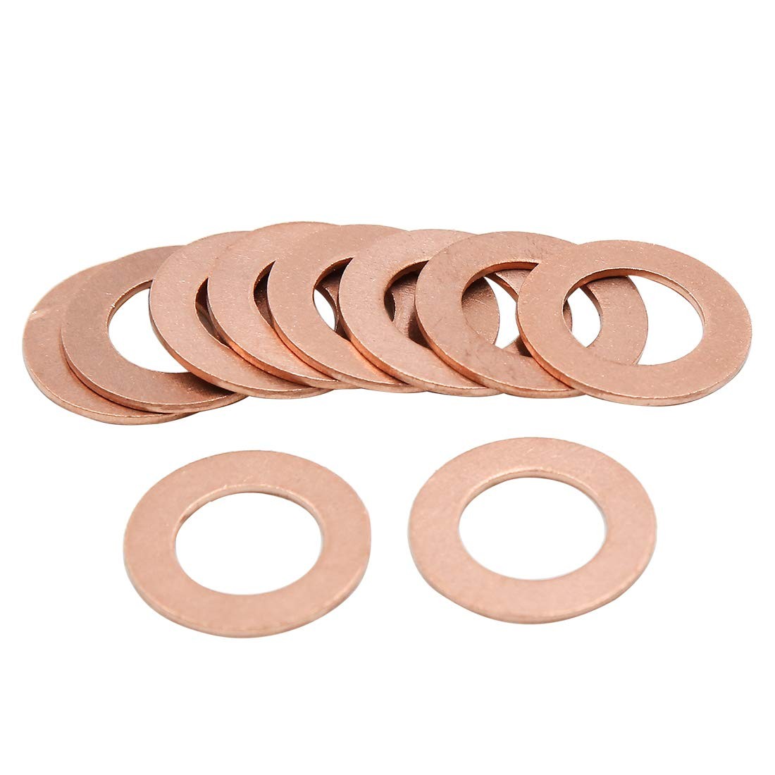 Copper Crush Washers 12mm Inner Dia Flat Car Sealing Gaskets 10 PCS