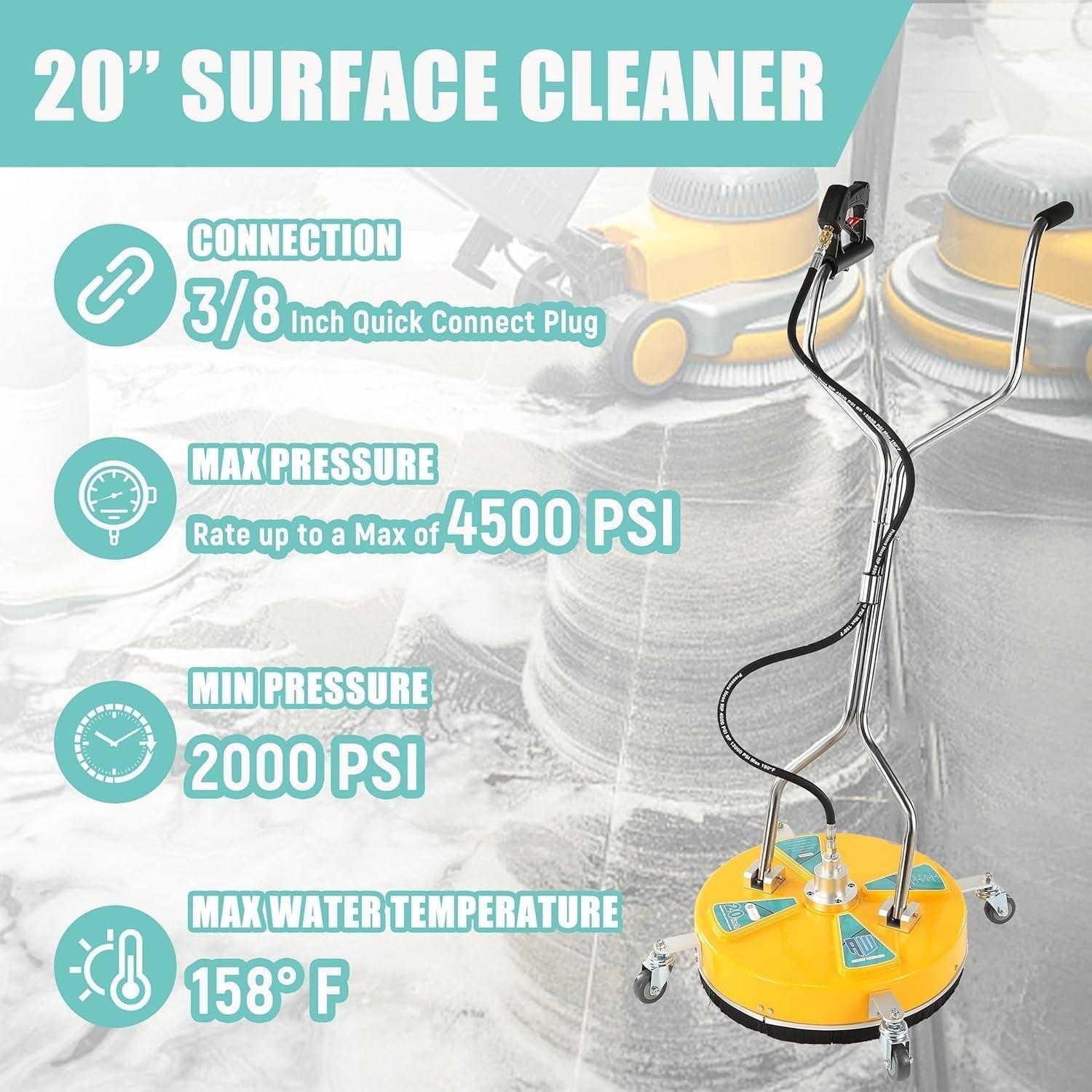 RIDGE WASHER 20” Pressure Washer Surface Cleaner, Surface Cleaner Dual Handl…