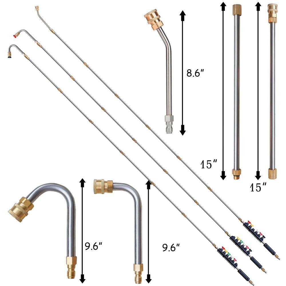 9-Pack 4000 Psi Pressure Washer Extension Wand, 1/4 In. Quick Connect Gutter Cle