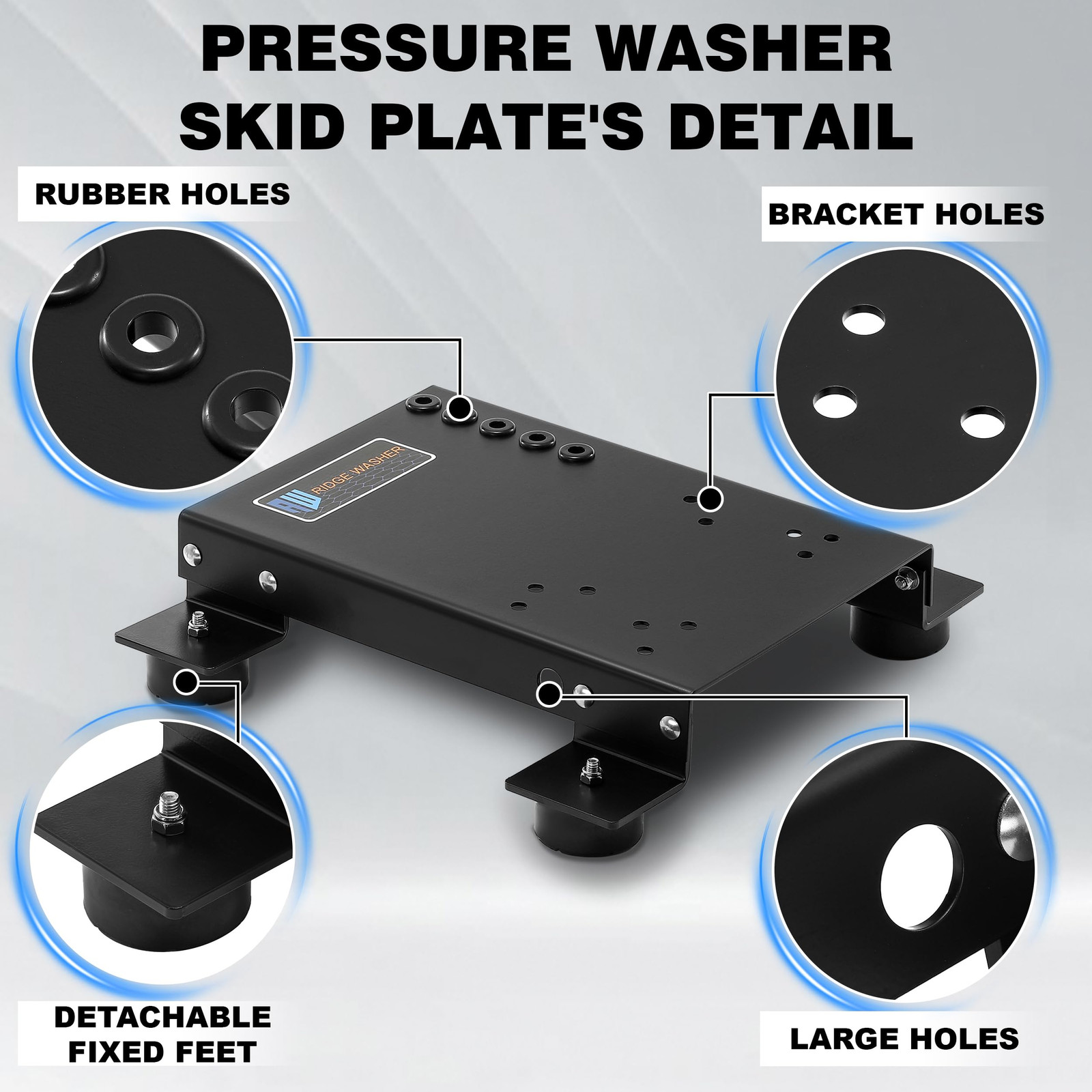 Pressure Washer Skid Plate Frame Painted Steel with Detachable Fixed Rubber