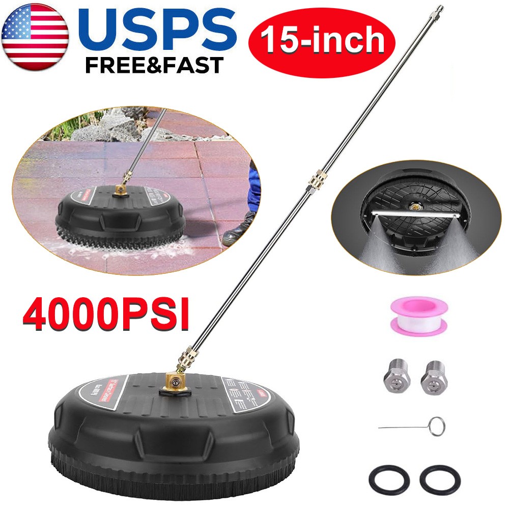 15″ Pressure Washer Surface Cleaner Power Washer Attachment with Extension Wands