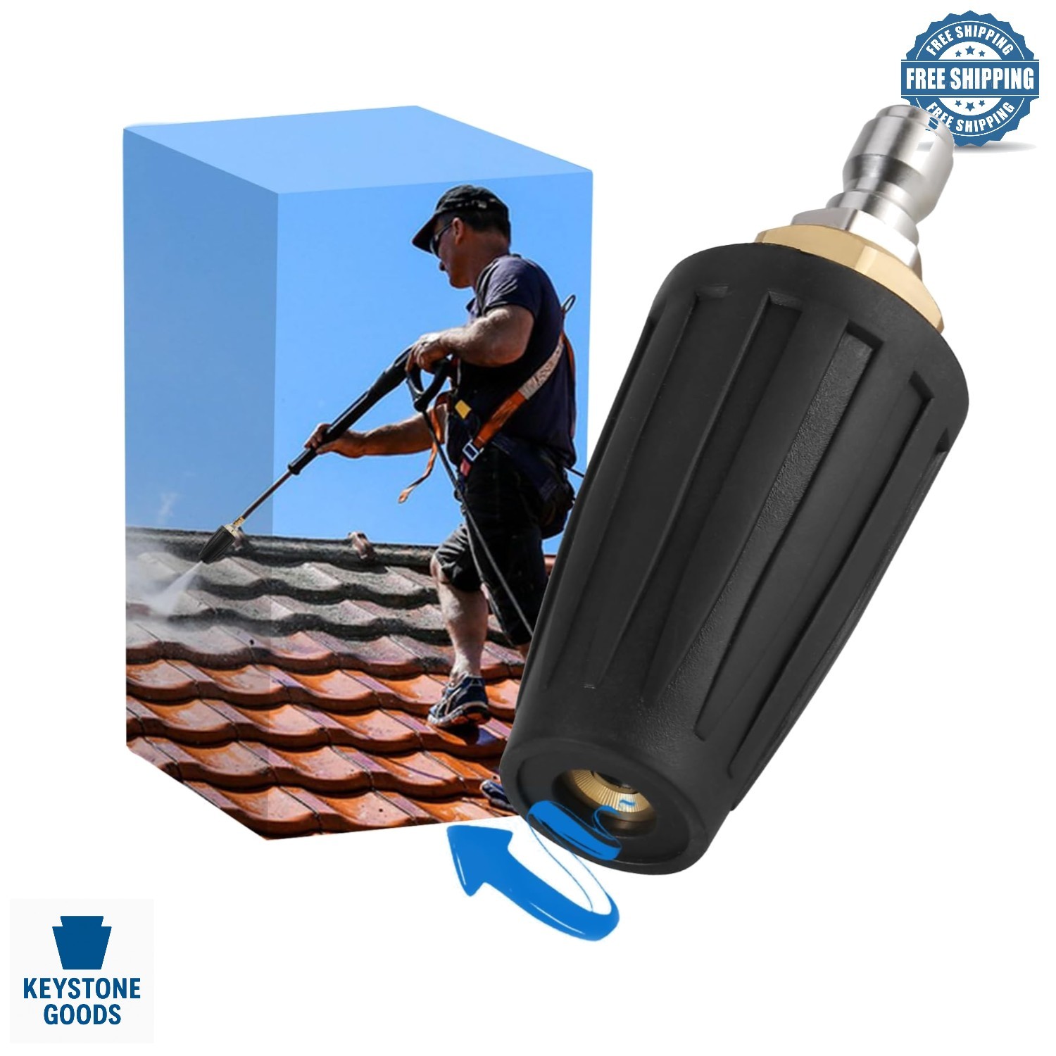 4000 PSI Turbo Pressure Washer Nozzle with Ceramic Core & 360° Rotation