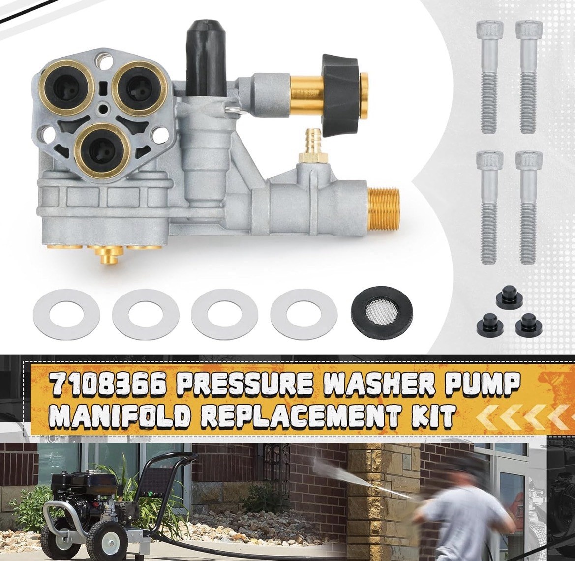 7108366 Pressure Washer Pump Manifold Replacement Kit for 510020 and 520006