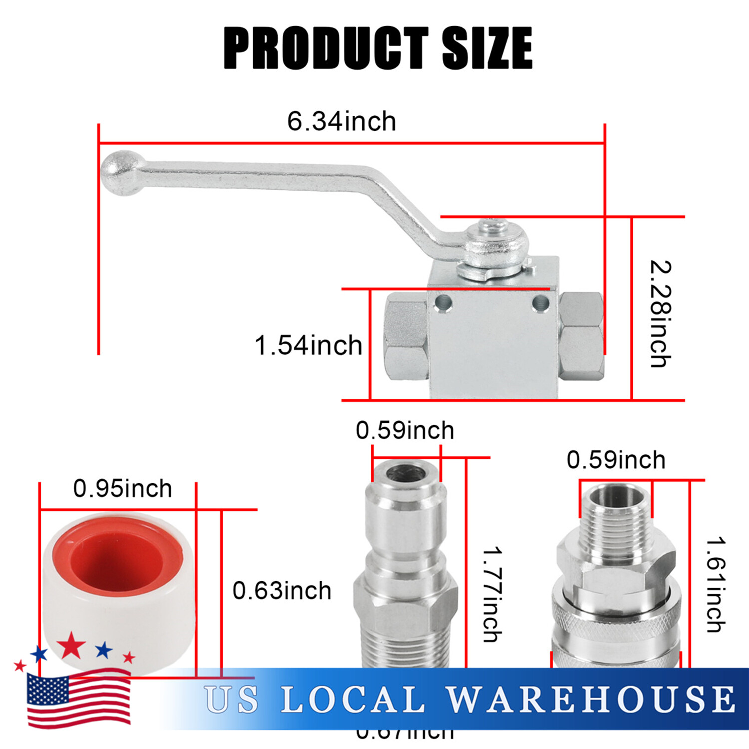 Steel High Pressure Washer Ball Valve Kit, 3/8 Inch Quick Connect 4500 PSI