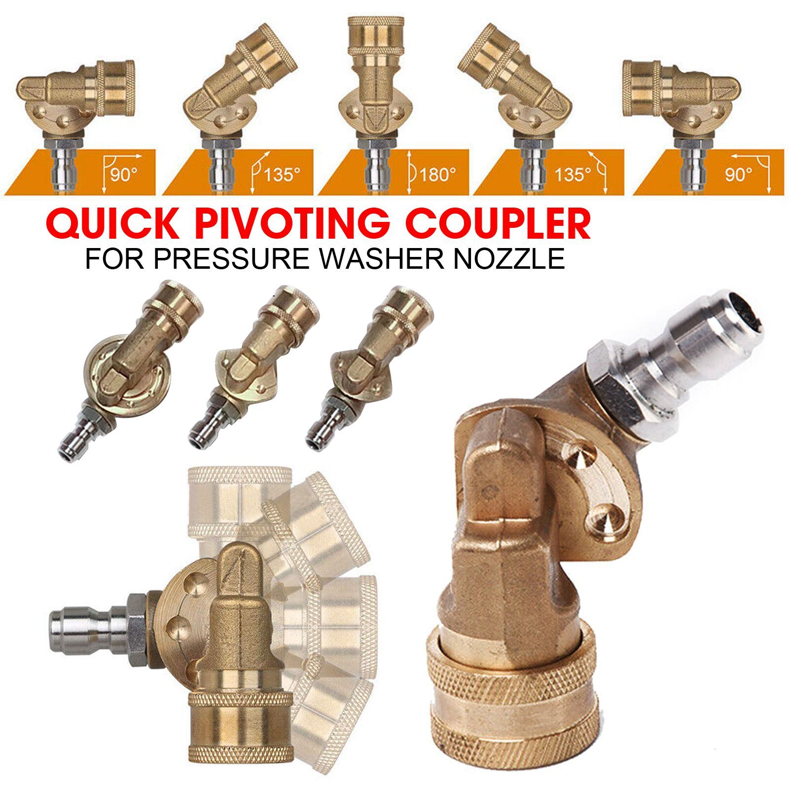 1/4 in Quick Pivoting Coupler 240 Degree 4500 PSI For Pressure Washer Rotation