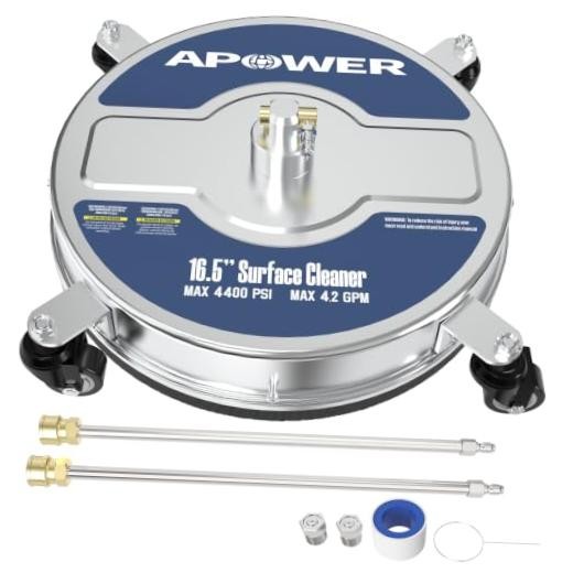16.5″ Pressure Washer Surface Cleaner Attachment, Max 4400 PSI, Stainless