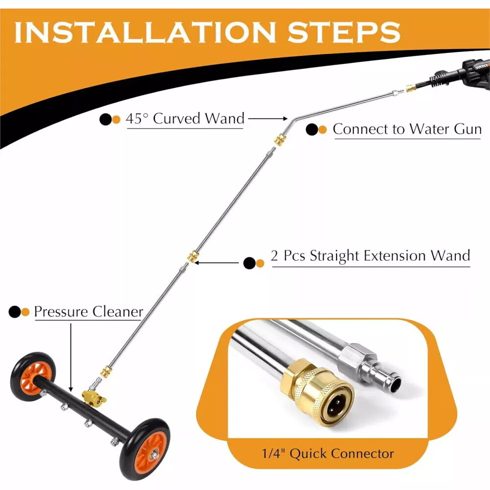 24″ Pressure Washer Water Broom Undercarriage Cleaner Driveway Surface Cleaner