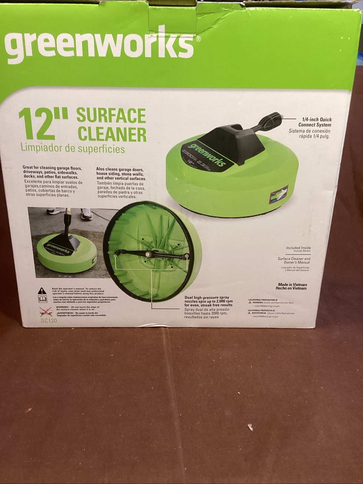 Greenworks Pressure Washer Attachment 12″ Rotating Surface Cleaner 2300 PSI NIB
