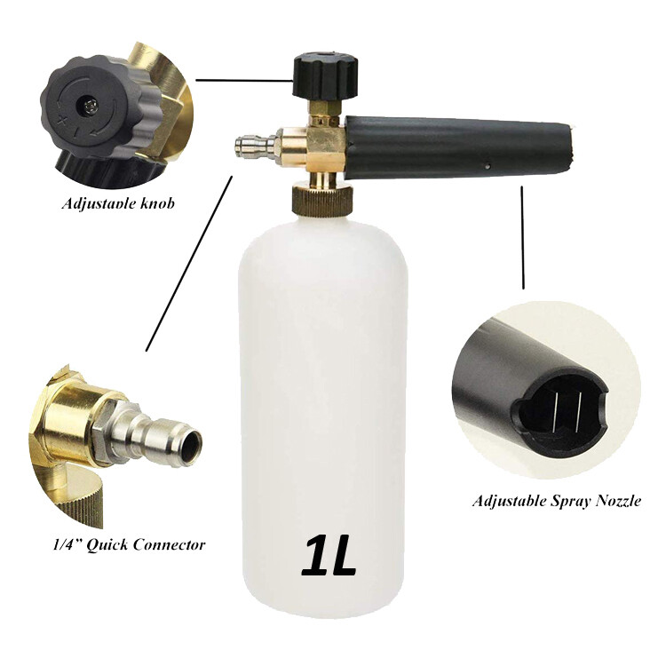 Foam cannon for car wash with 1/4 adapter (1.15m or 1.25 mm orifice)