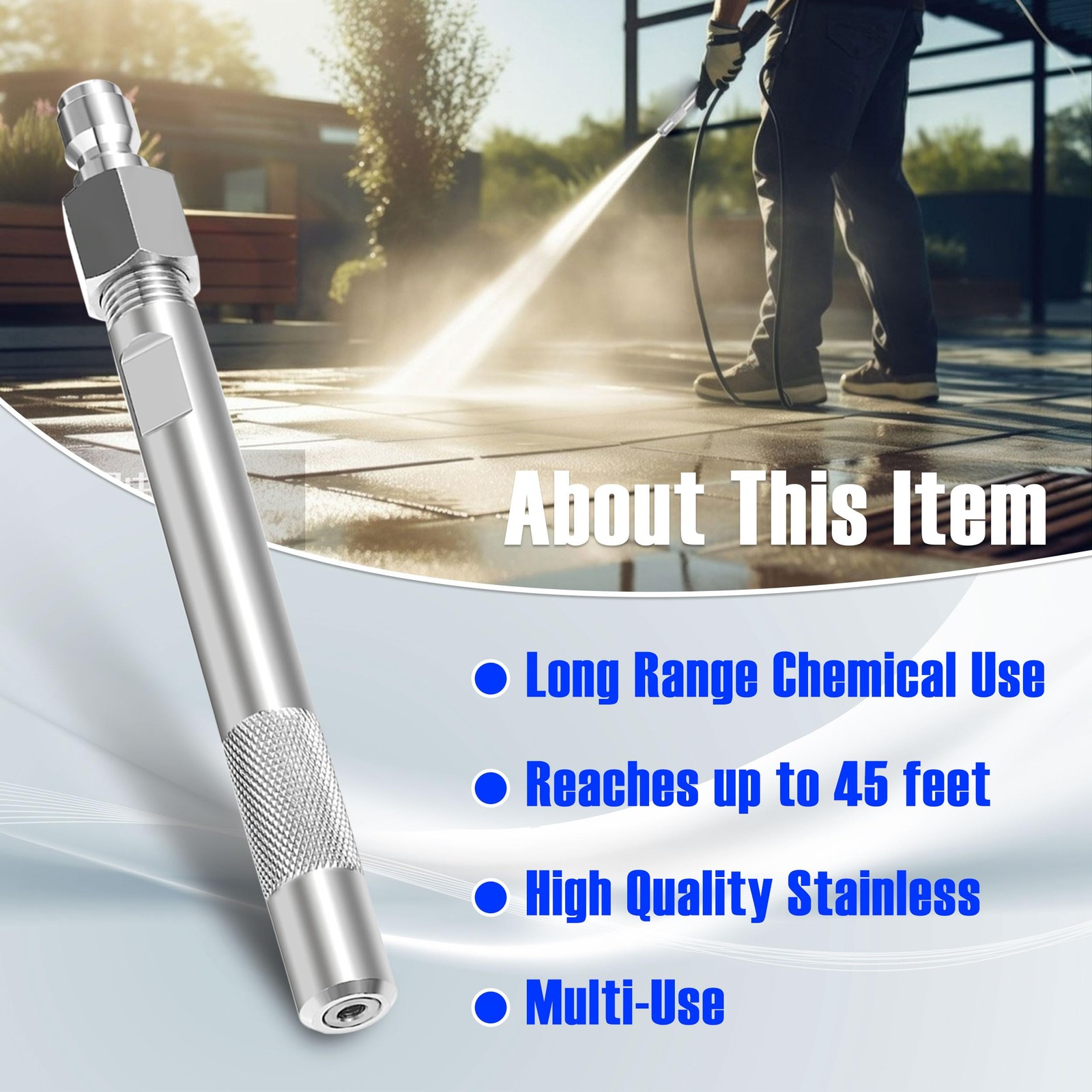 Pressure Washer Long Range Chemical Nozzle, Shooter Tip Power Washer Compatib…