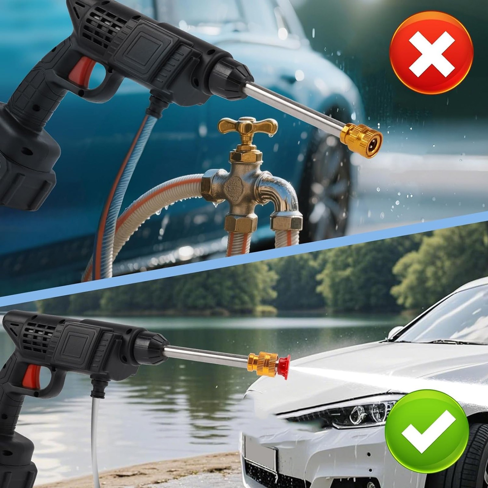 Cordless Electric High Pressure Water Spray Car Gun Portable Washer Cleaner Yard