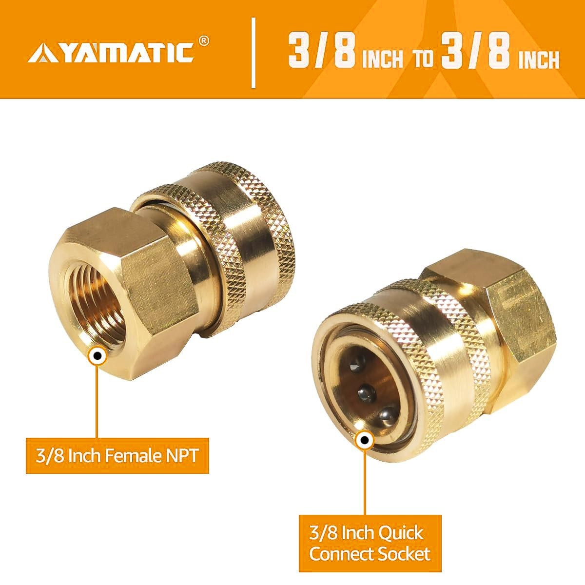 YAMATIC Pressure Washer Adapter 3/8″ Female NPT x 3/8″ Socket 4000 psi