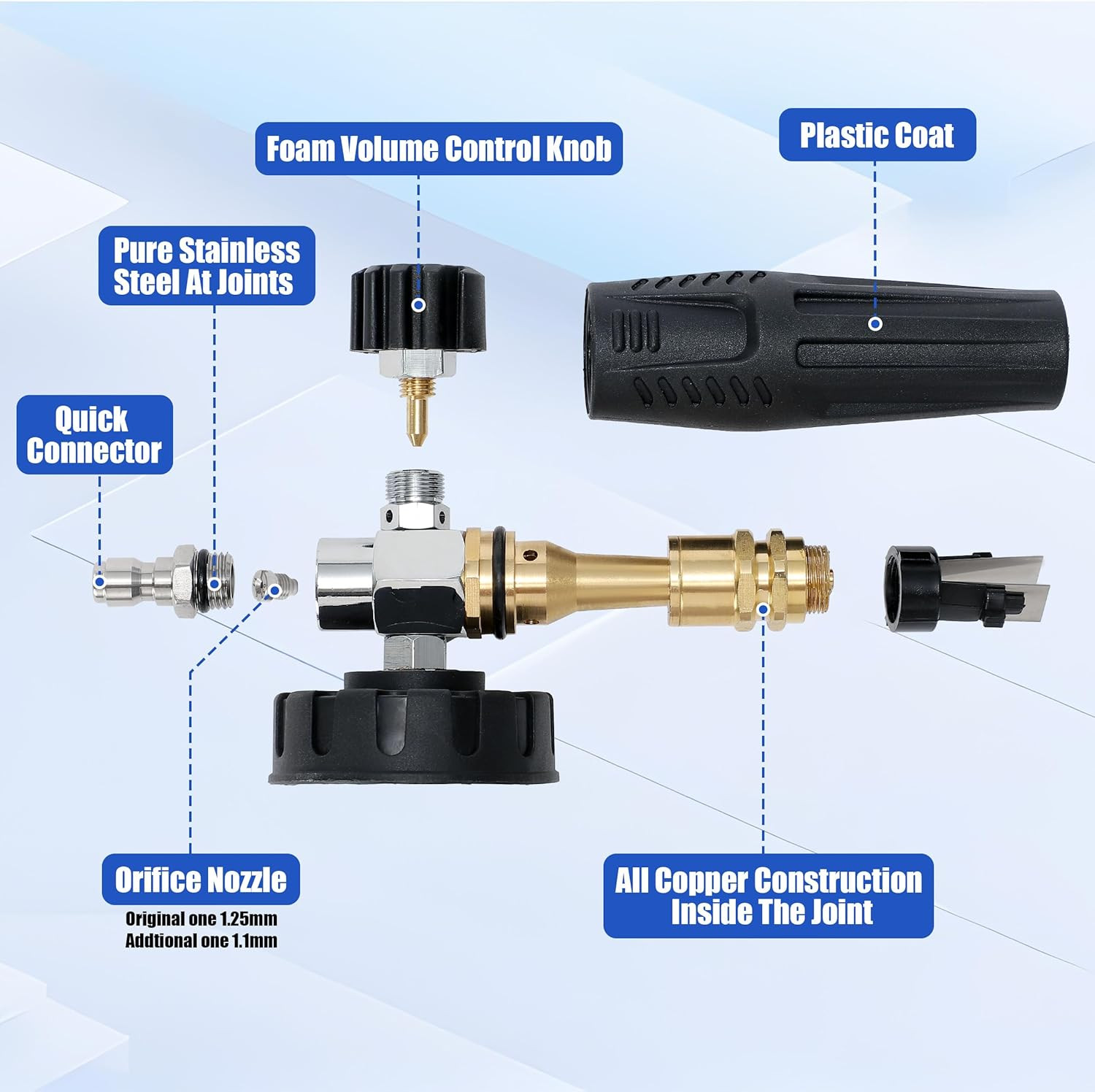 Pressure Washer Foam Cannon Dual Connector Accessory, Power Washer Double Tip At