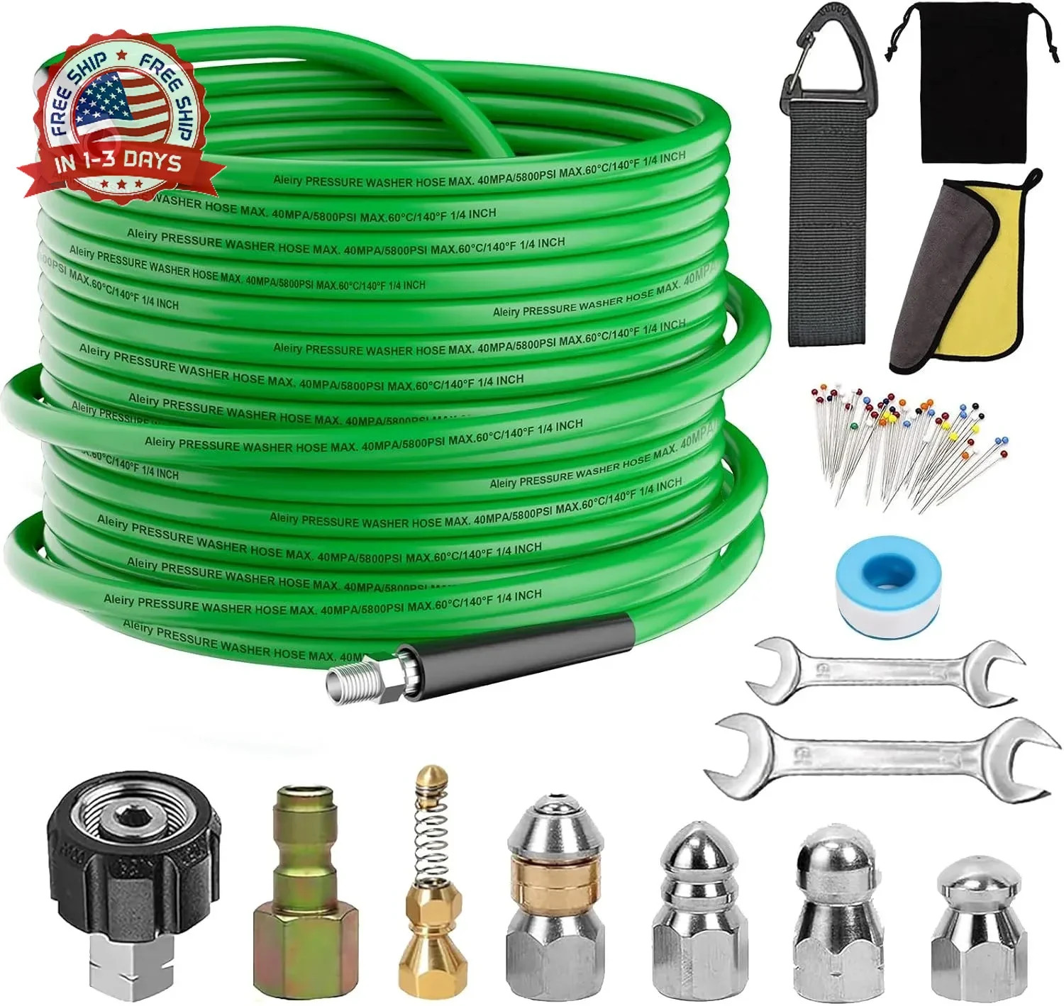 Sewer Jetter Kit for Pressure Washer,Water Jet Drain Cleaning Hose with Corner R