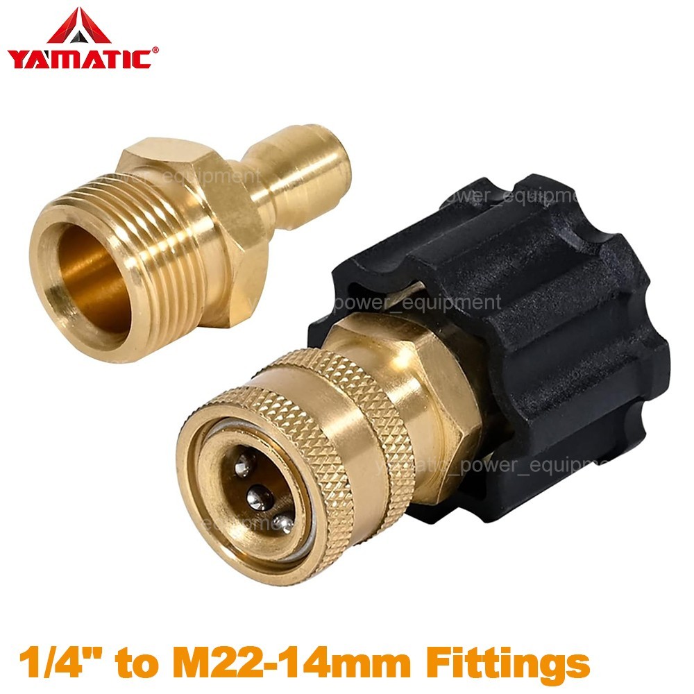 YAMATIC Pressure Washer 1/4″ Quick Connect Adapters – 1/4″ to M22-14mm Fittings