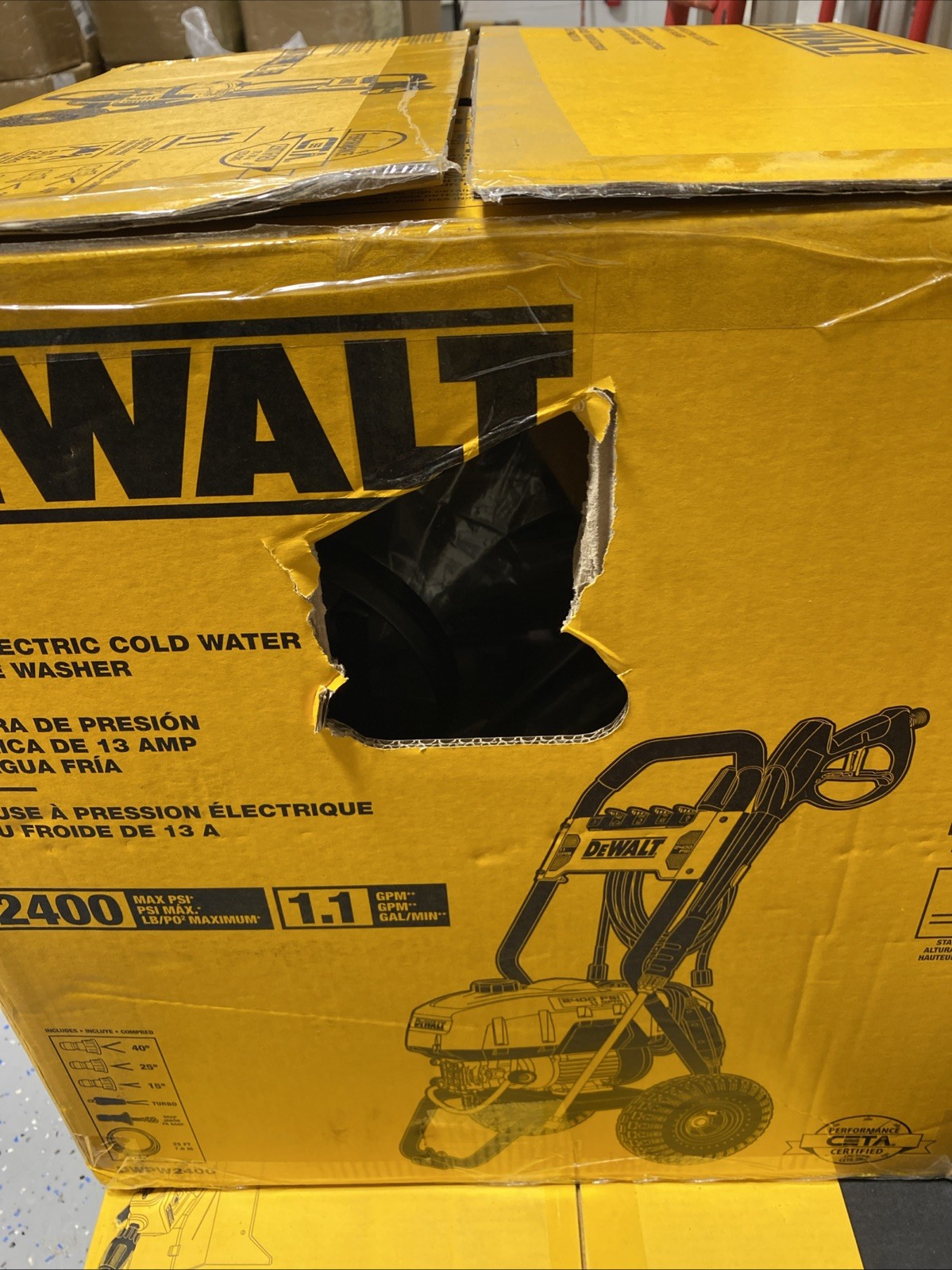 DeWalt DWPW2400 Electric Cold Water Pressure Washer, 2400 Max Psi At 1.1 Gpm