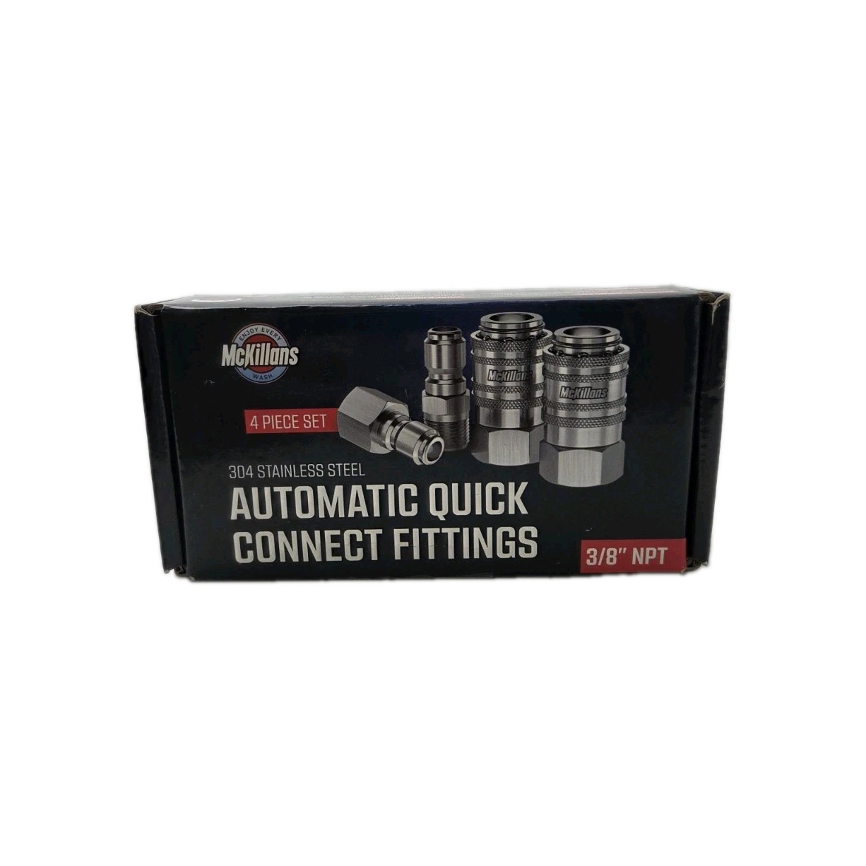 McKillans 3/8″ NPT Automatic Pressure Washer Quick Connect Kit of 4 – Stainl