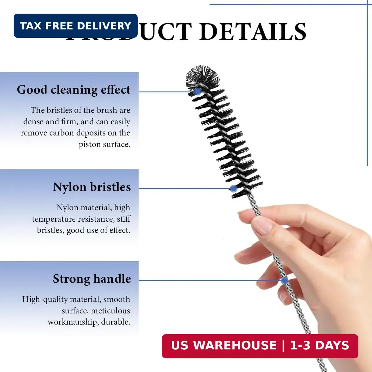 3PCS Carbon Dirt Cleaning Brush, Carburetor Cleaner Density Nylon Tube Brush for