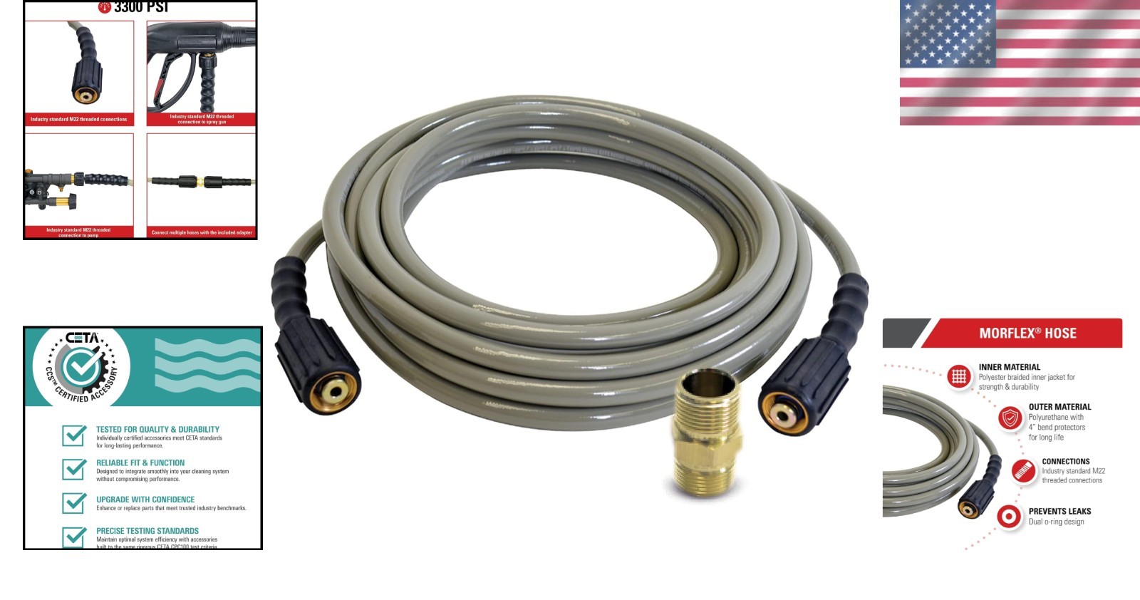 Durable 25-Foot 3300 PSI Pressure Washer Hose with M22 Connections for Easy Use