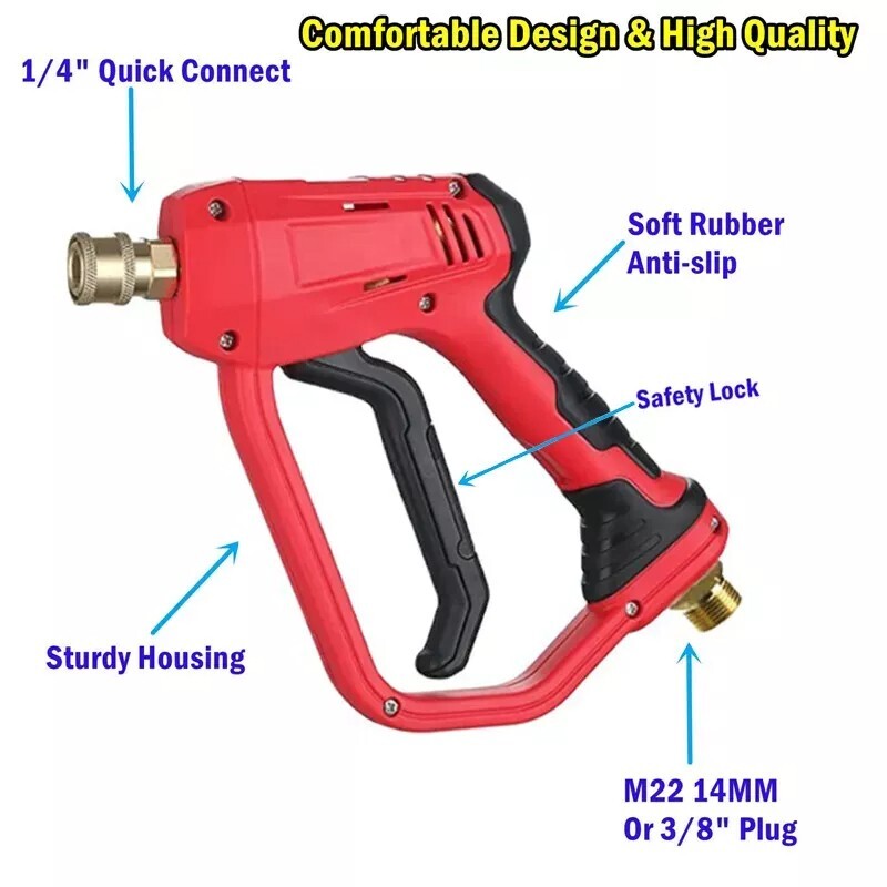 High Pressure 4350PSI Car Power Washer Gun Spray Wand Lance Nozzle and Hose Kit