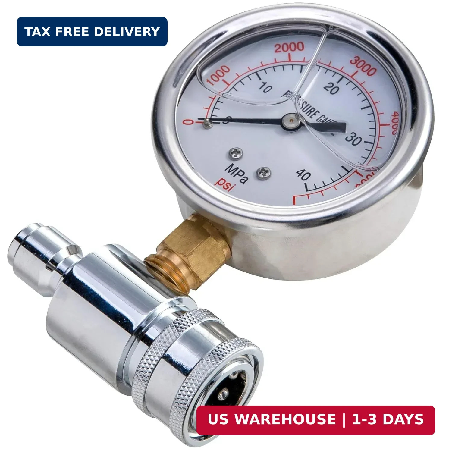 Raincovo Pressure Washer Gauge, 6000 PSI, 3/8 Inch Quick Connect, Pressure Gauge