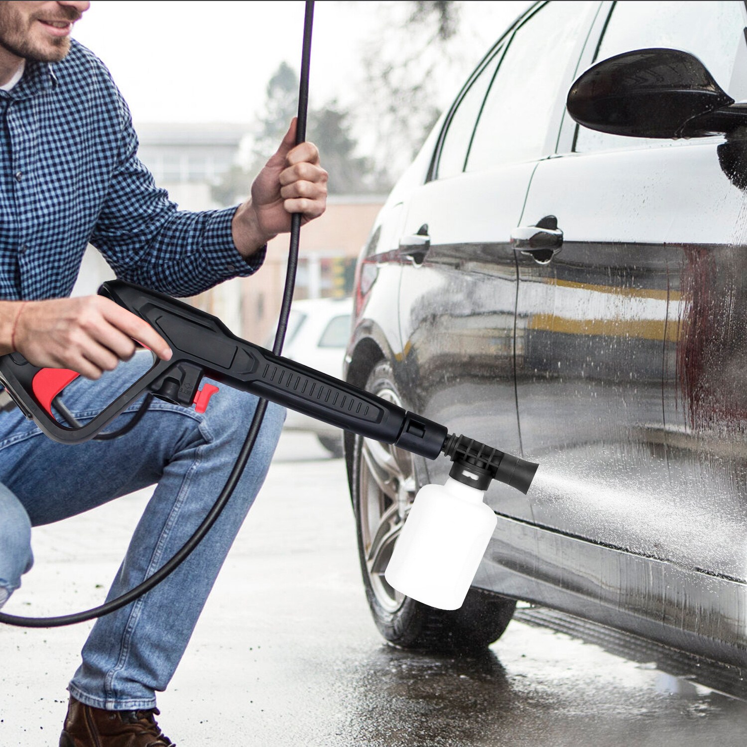 3000 PSI Powerful Electric High Pressure Washer Extended Rod Nozzle 16.4FT Hose